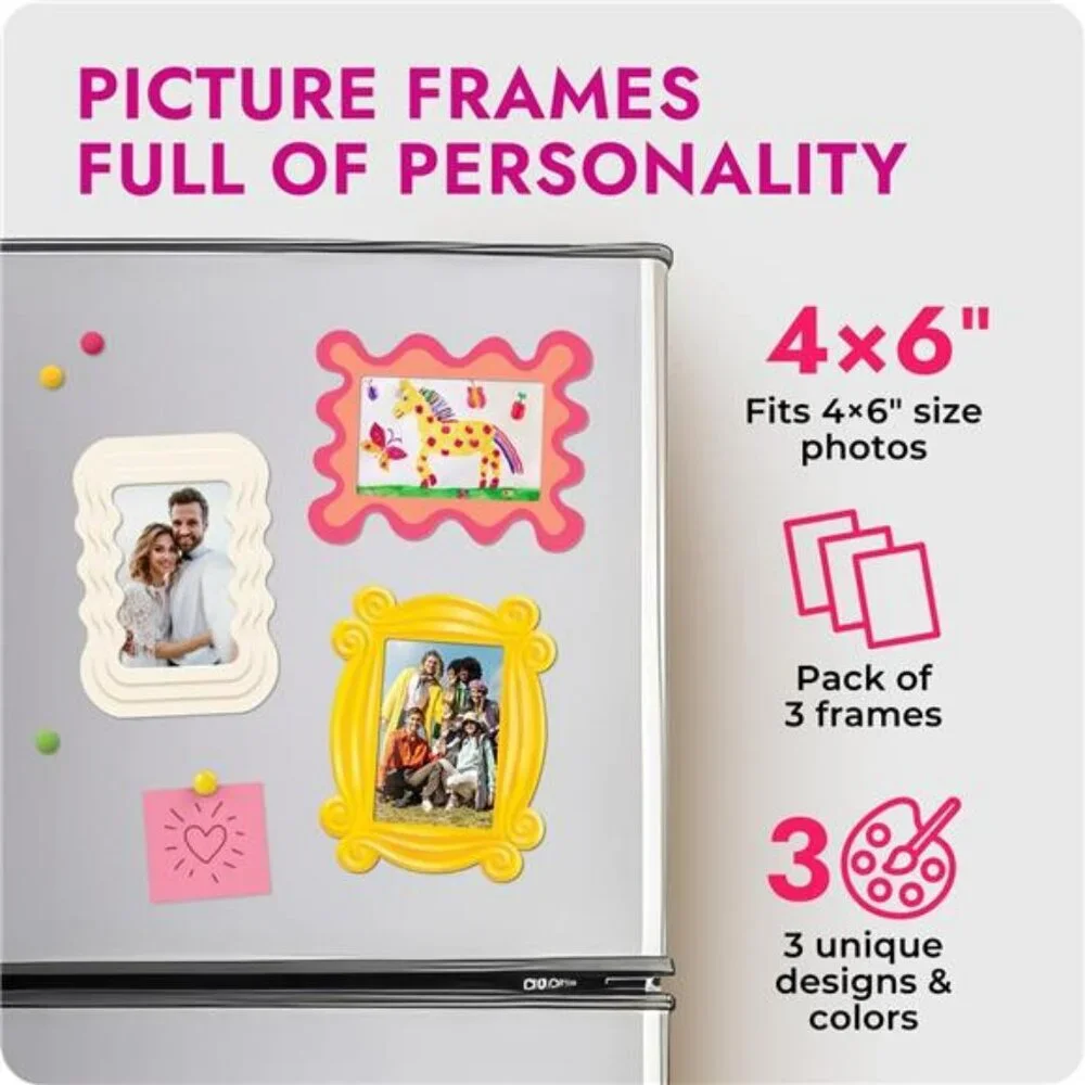 Magnetic photo frames 4x6 set of 3 fridge picture frame magnets for refrigerator
